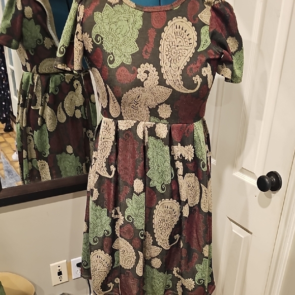 Paisley Print Dress in Green and Cream - Picture 1 of 2